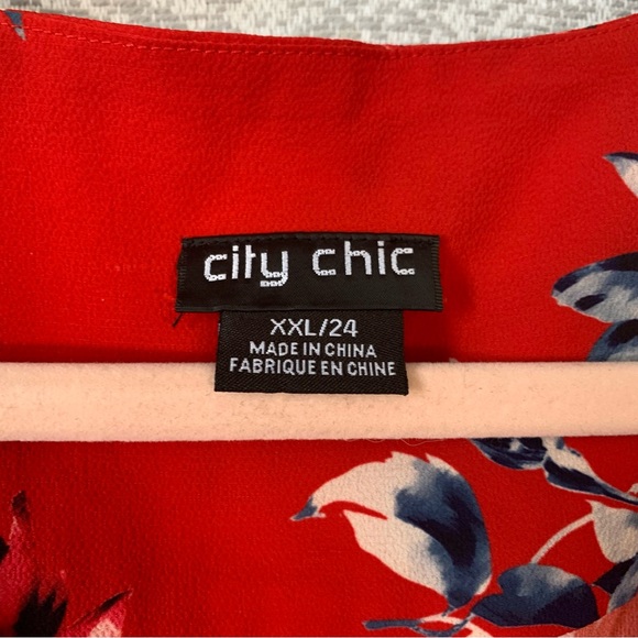 CITY CHIC Women's Plus Size Red Faux Wrap Short Sleeve Dress XXL (24) #509 - Picture 4 of 9